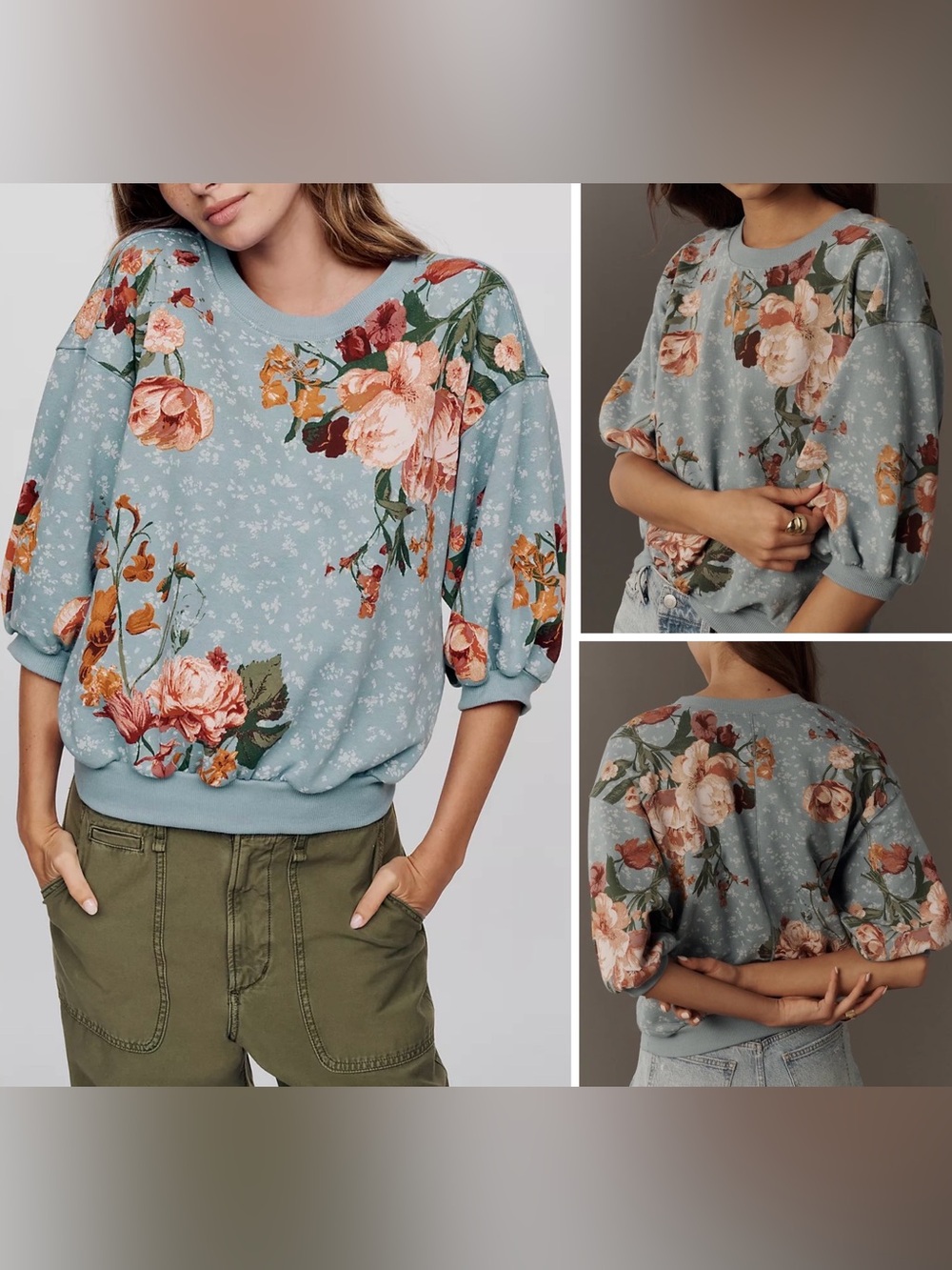 NWT Anthropologie Pilcro Niki Bubble Sweatshirt - Blue Pattern - Small, Medium